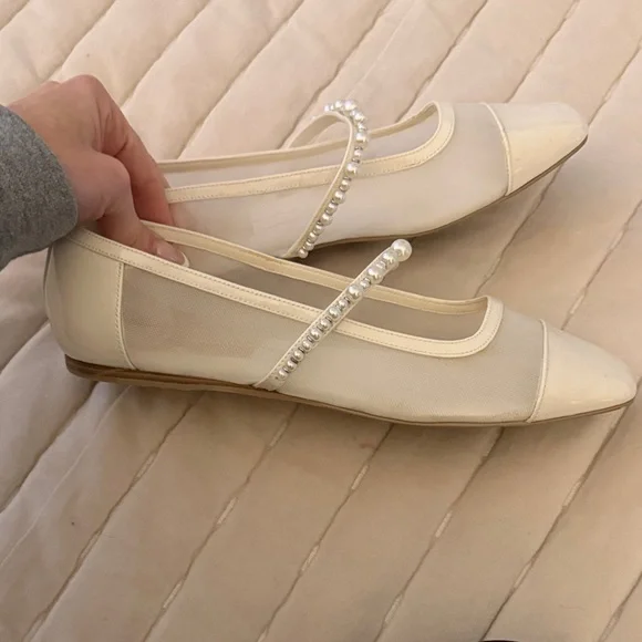 Dolce Vita White Pearl-Embellished Flats - Picture 2 of 4